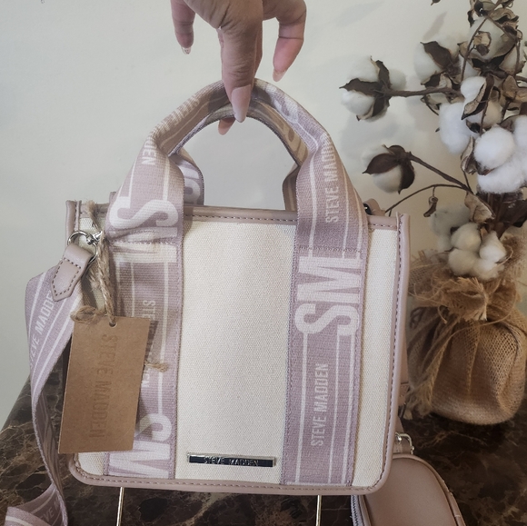 Steve Madden Cream and Pink 2 Way Tote Bag NWT - Picture 7 of 10